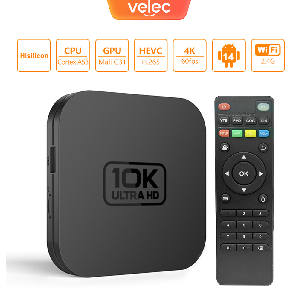 Home Cinema Media Player - Velec Smart TV Box Android 14
