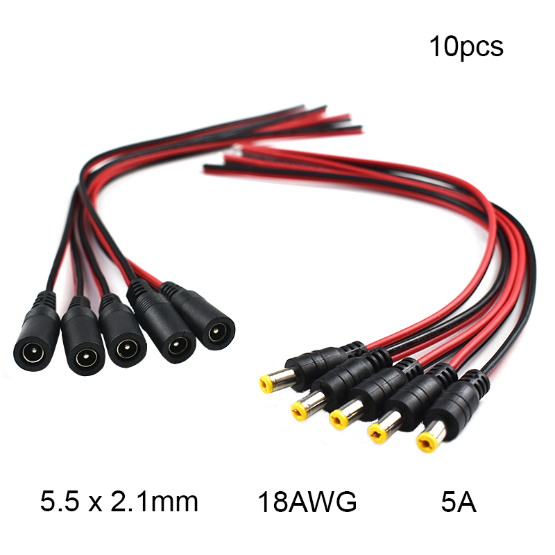 Ambient Light Strip Tv - 18 AWG 10pcs 5.5x2.1 mm Male