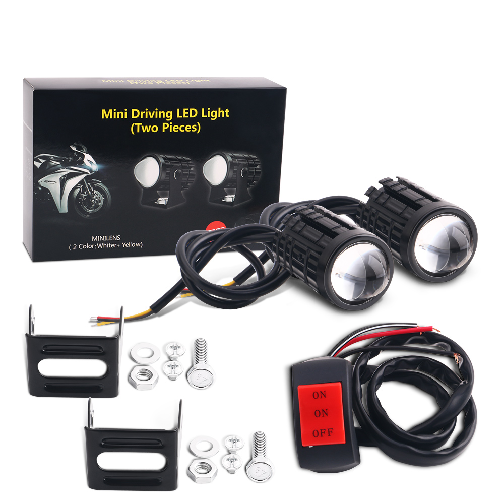 Projector Lamp Replacement - 2PCS Universal Motorcycle LED Headlight Projector