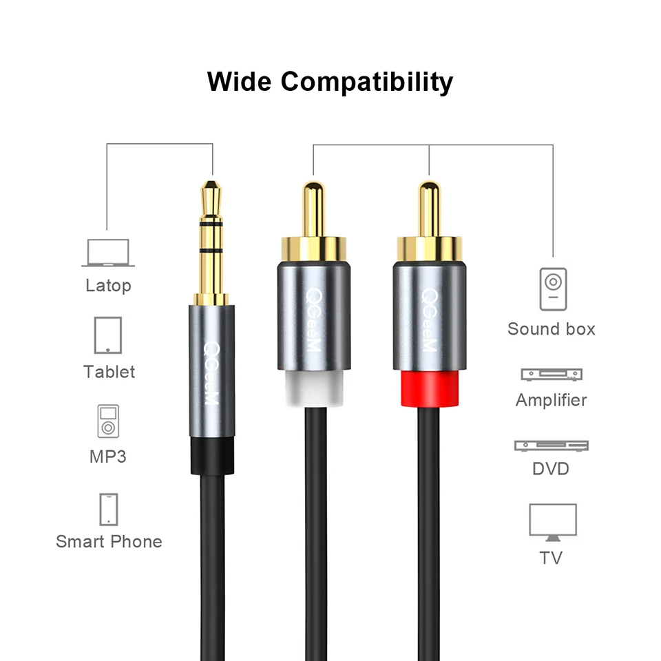 QGeeM RCA Cable 2RCA to 3.5 Au - Home Cinema Player ulasan dan harga