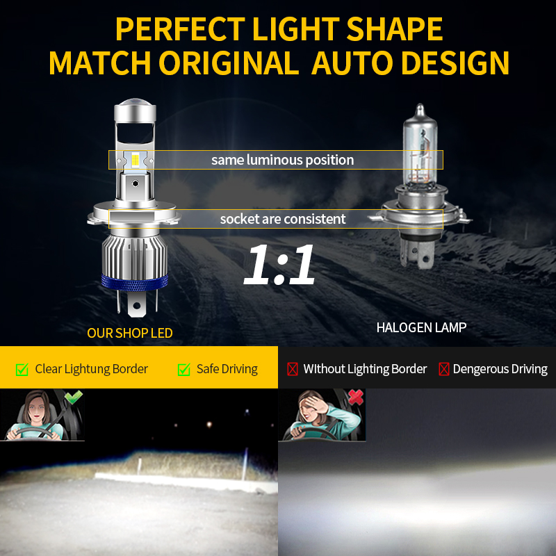 H4 HS1 LED Motorcycle Headligh - Projector Lamp Replacement ulasan dan harga