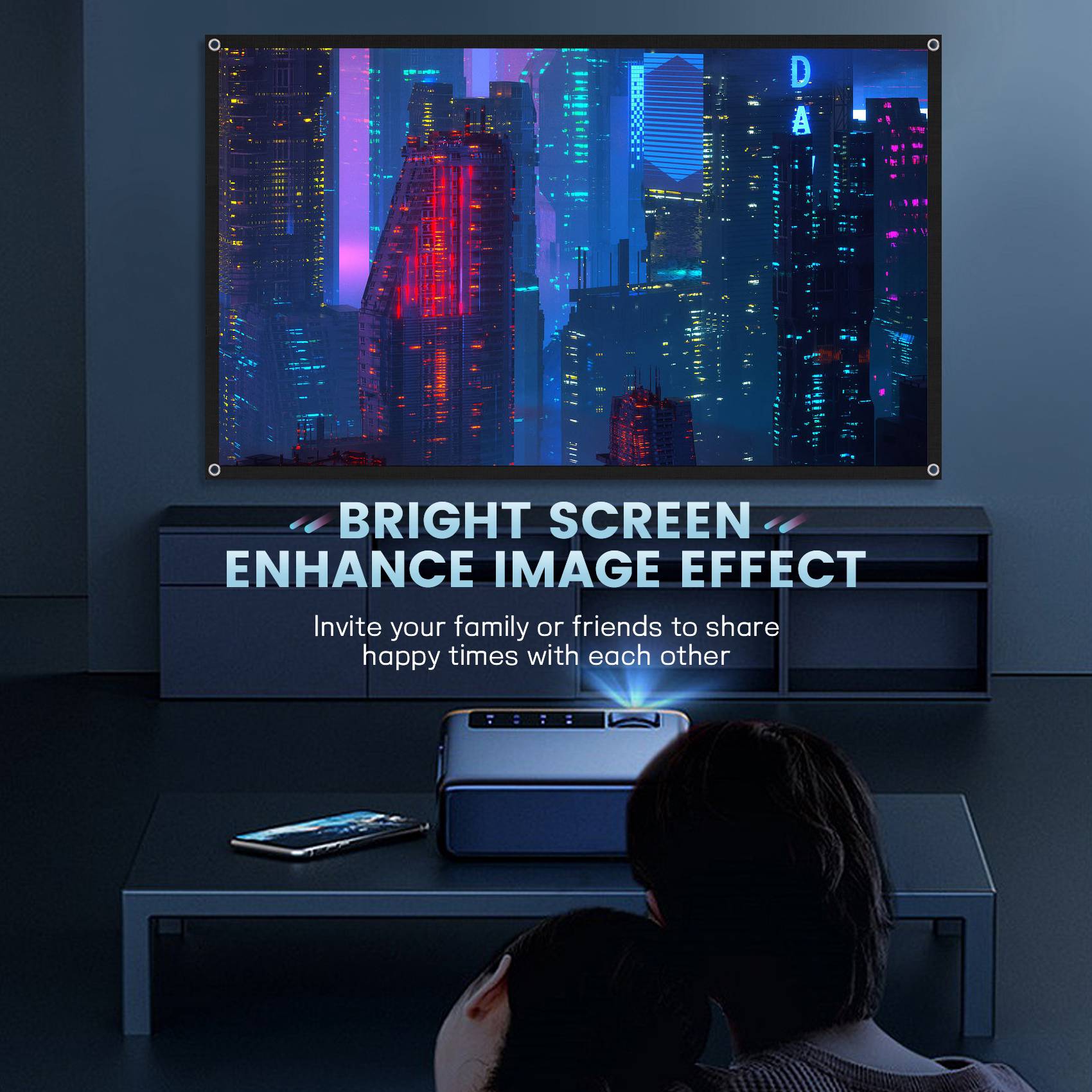 ABKM Portable Projector Screen - Home Cinema Blanc ulasan dan harga