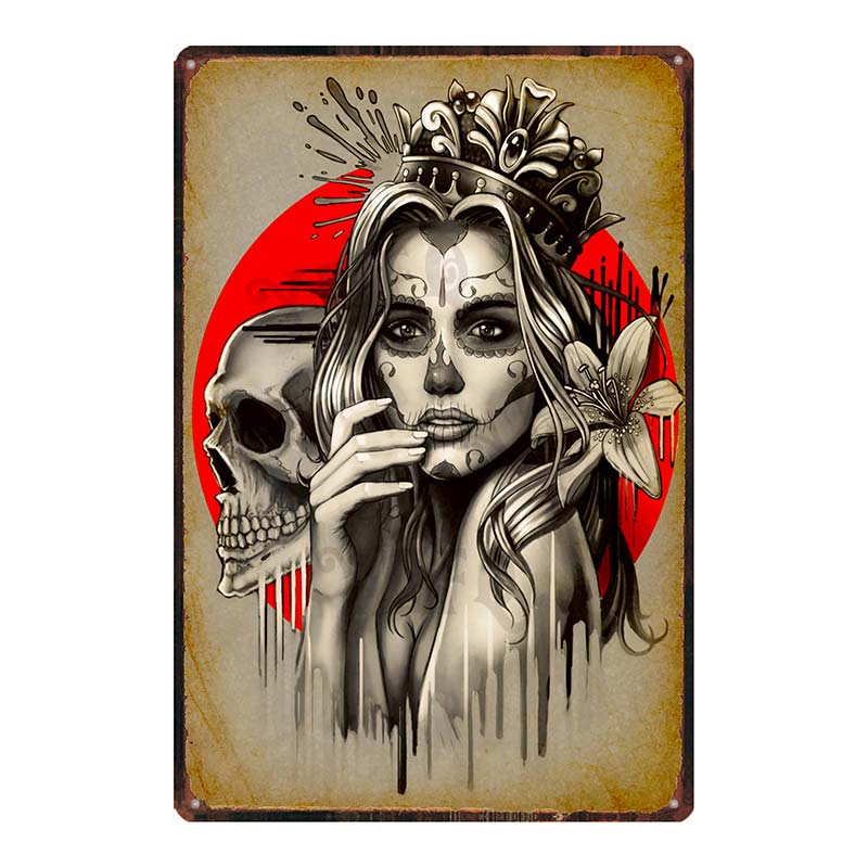 【YZFQ 】 Sugar Skull Plaque Met - Home Cinema Restaurant ulasan dan harga