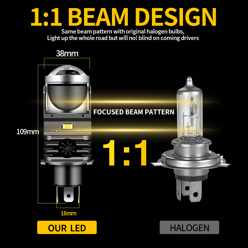 1pc H4 LED Projector Headlight - Projector Lamp Replacement ulasan dan harga