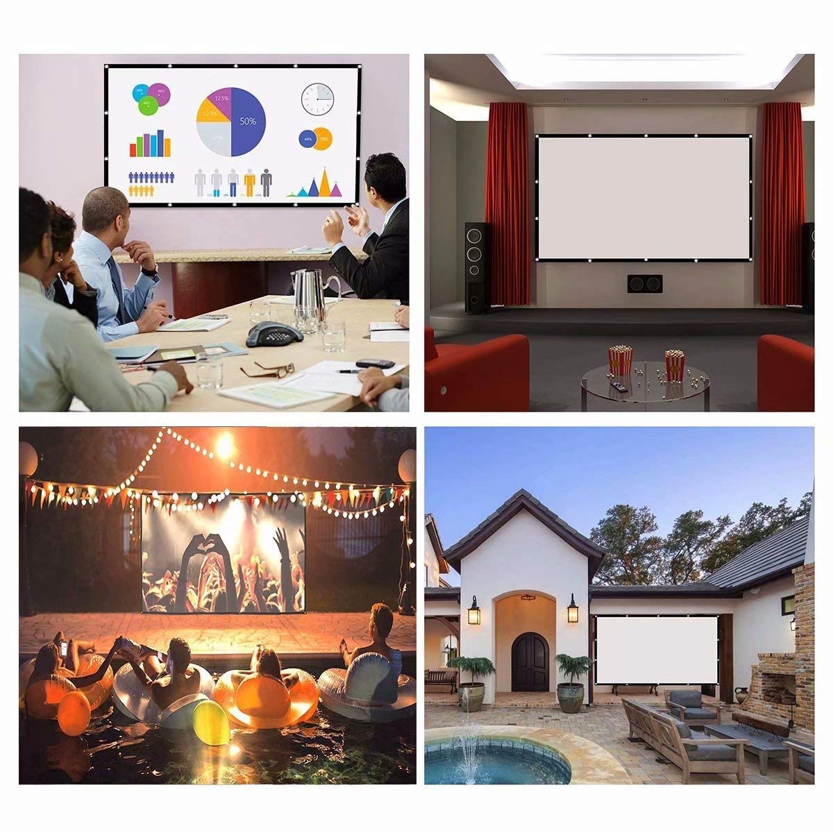 60 84 100 120 150 Inch Project - Home Cinema Blanc ulasan dan harga