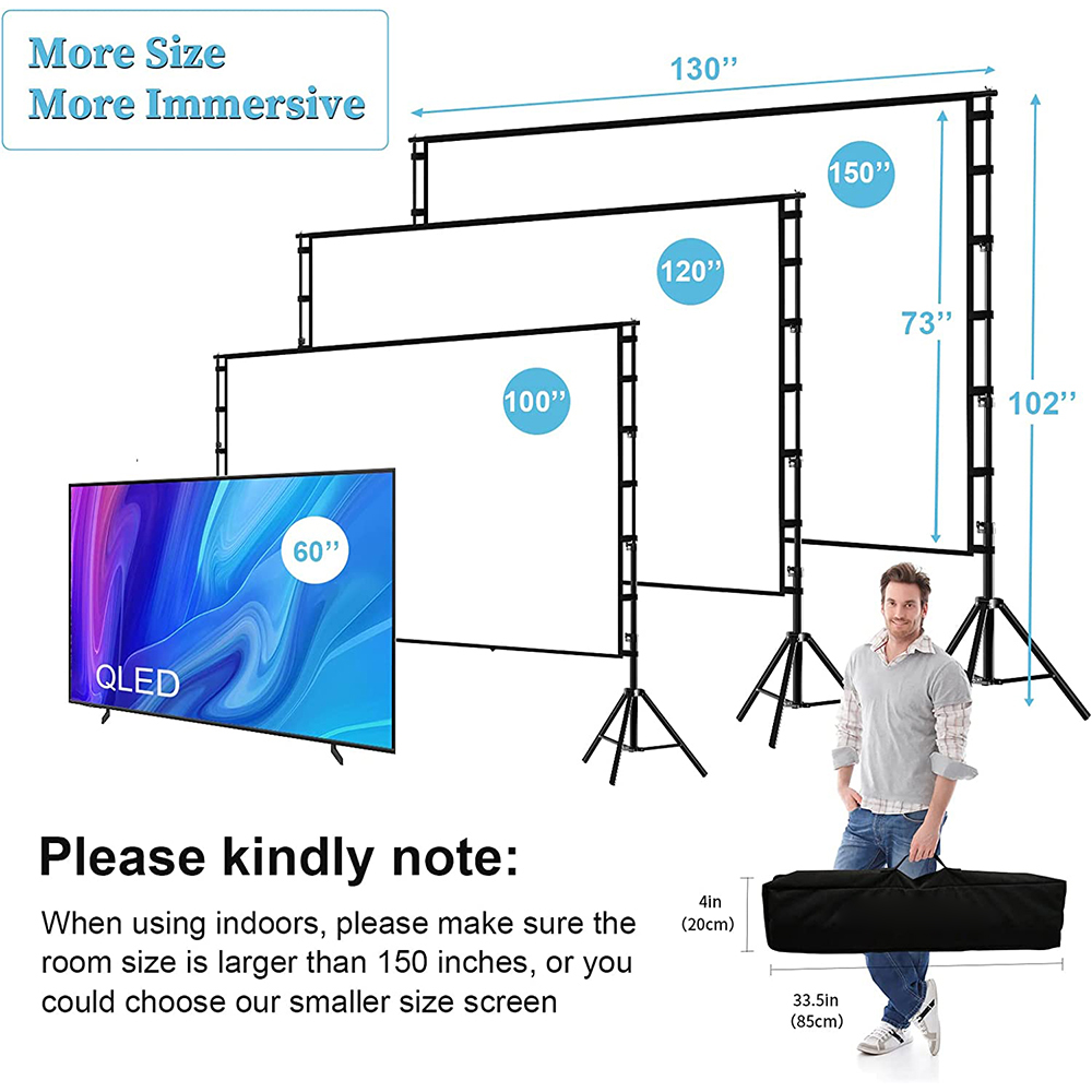 VEIDADZ Projector Screen With  - Home Cinema Blanc ulasan dan harga
