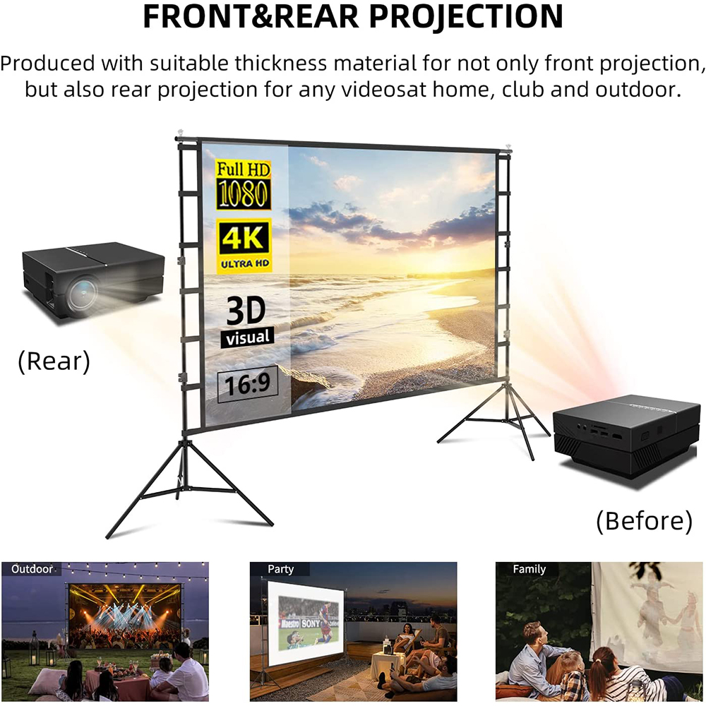 VEIDADZ Projector Screen With  - Home Cinema Blanc ulasan dan harga